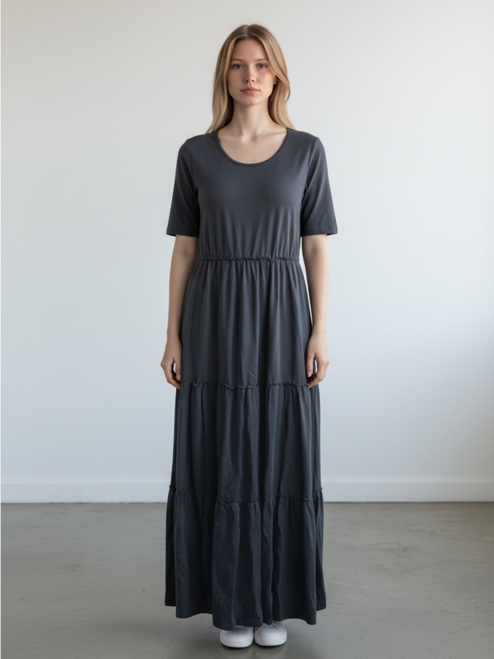 Matilda Jane Black Short-Sleeve Tiered Maxi Dress